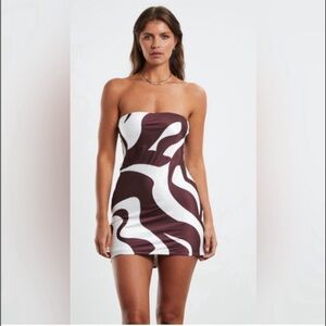 Angel Mini Dress in Brown Swirl